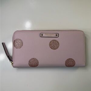 Kate Spade Pink Continental Wallet with Metallic Accents
